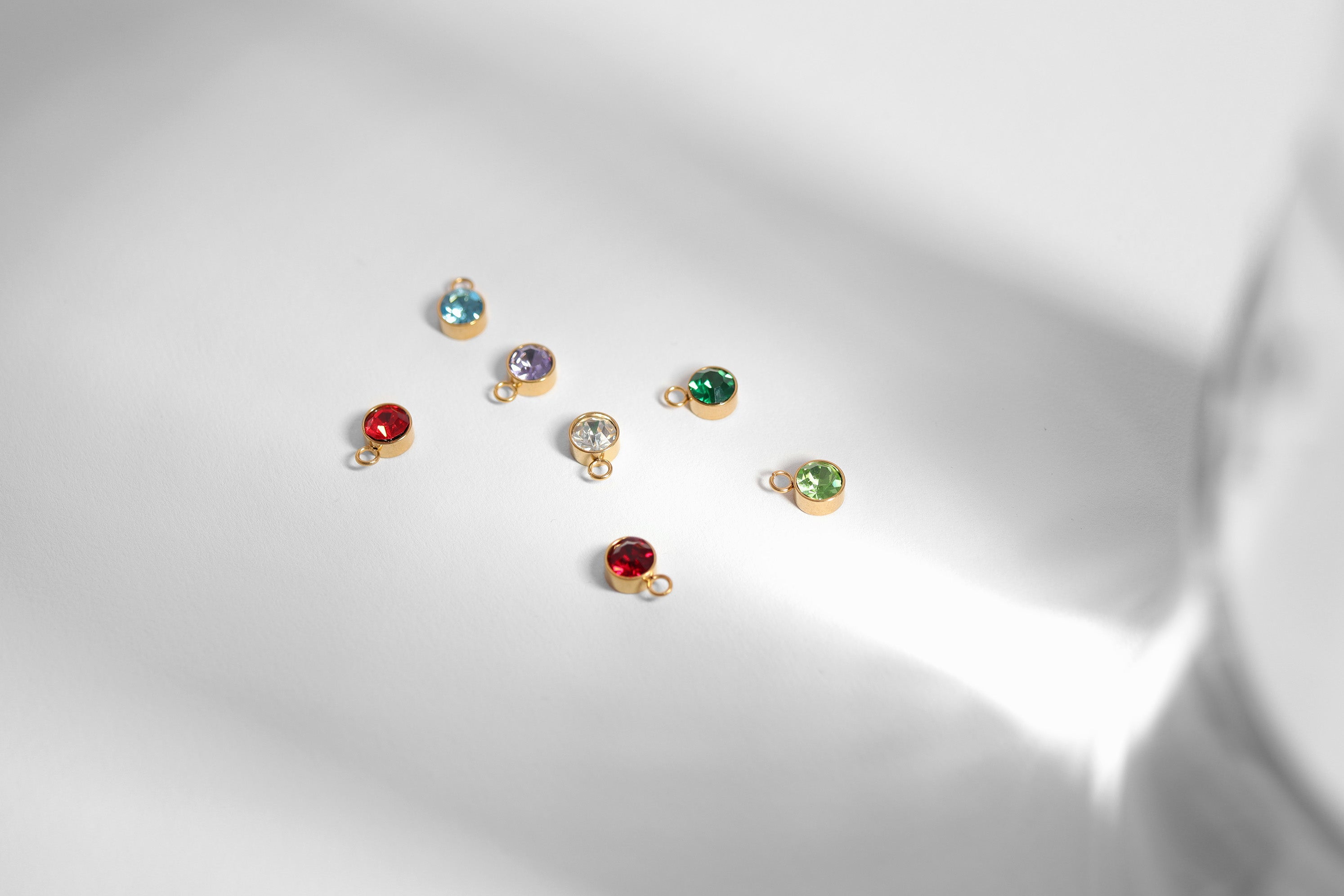 18K Gold Birthstone Charm – PVD Coated Stainless Steel Cubic Zirconia Pendant