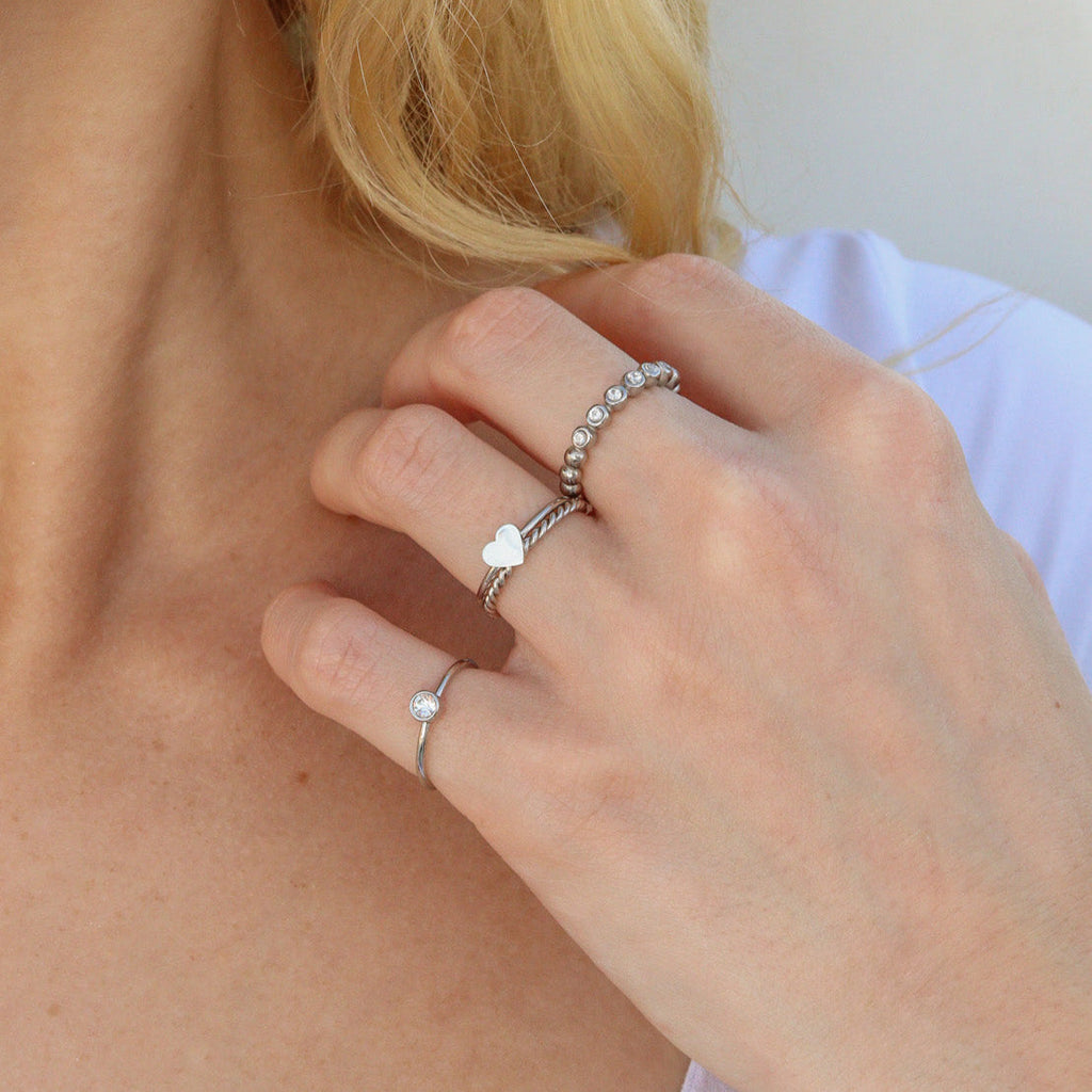 Stainless Steel Birthstone Ring – Durable 316L Surgical Steel With Cubic Zirconia