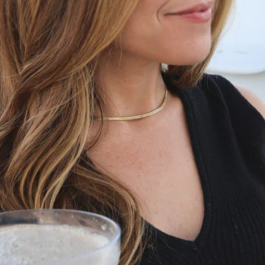 18K Gold PVD Stainless Steel Herringbone Chain Necklace