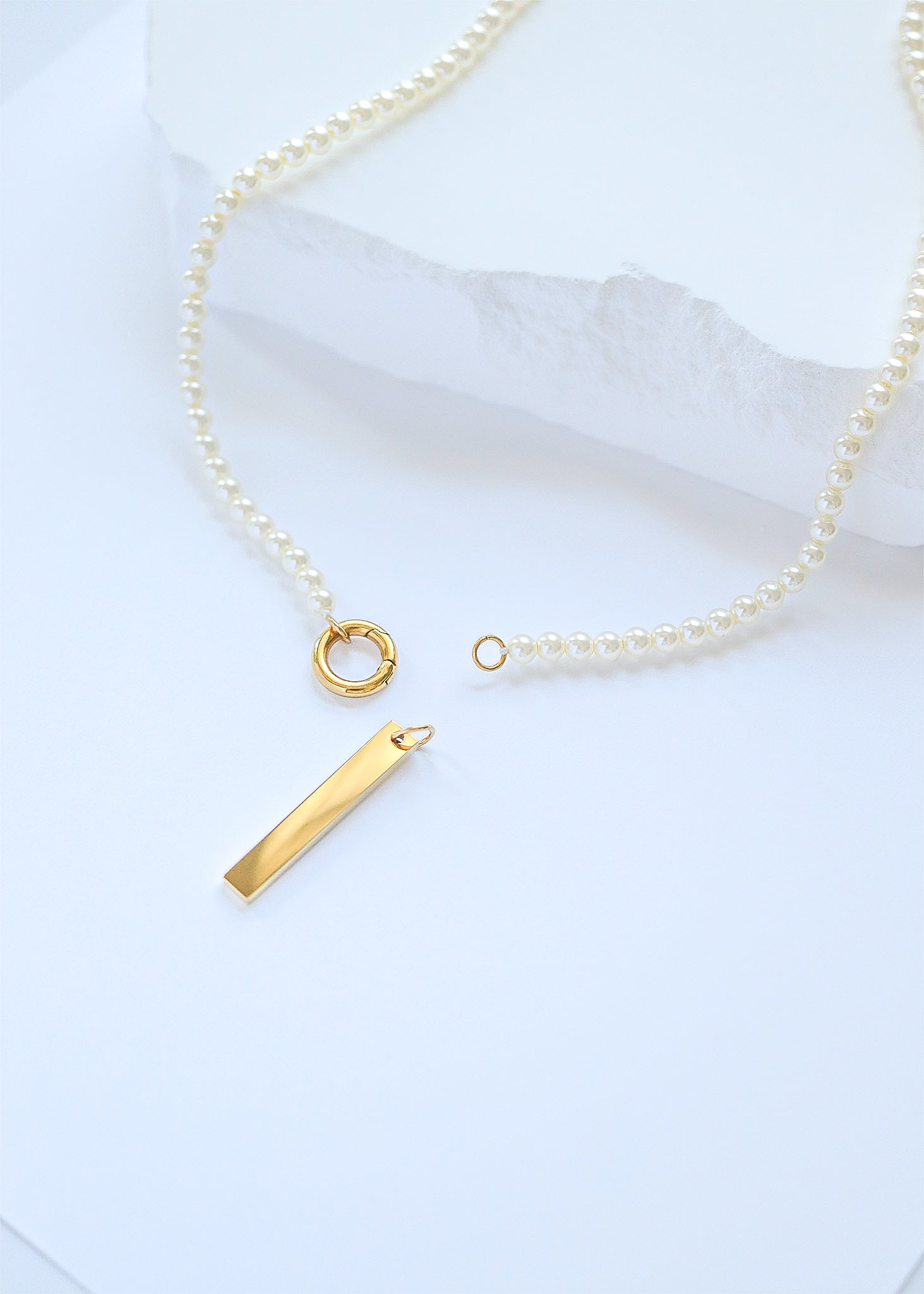 Gold Stainless Steel Pendant – Polished 316L Surgical Engraved Bar Necklace