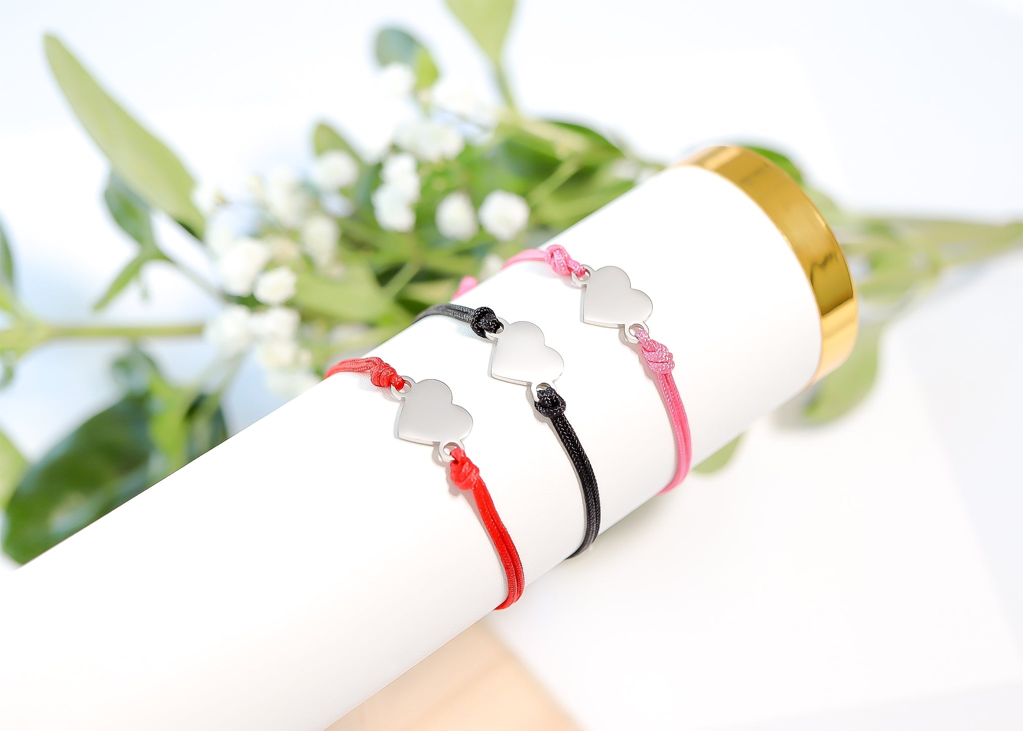 Engraved Friendship Bracelet – Adjustable 18K Gold Custom Heart Jewelry Gift