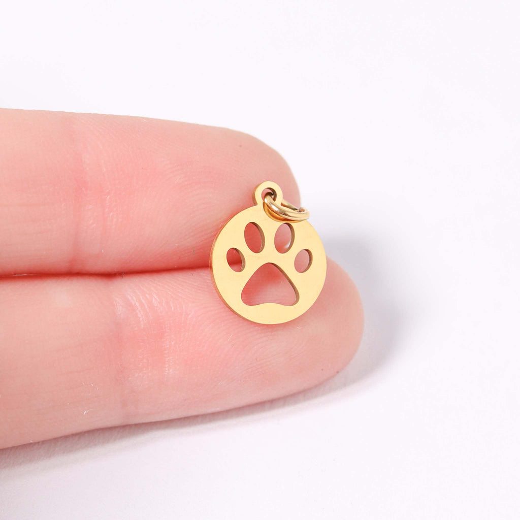 Gold Paw Print Charm – 18K PVD Gold Plated Stainless Steel Pet Jewelry
