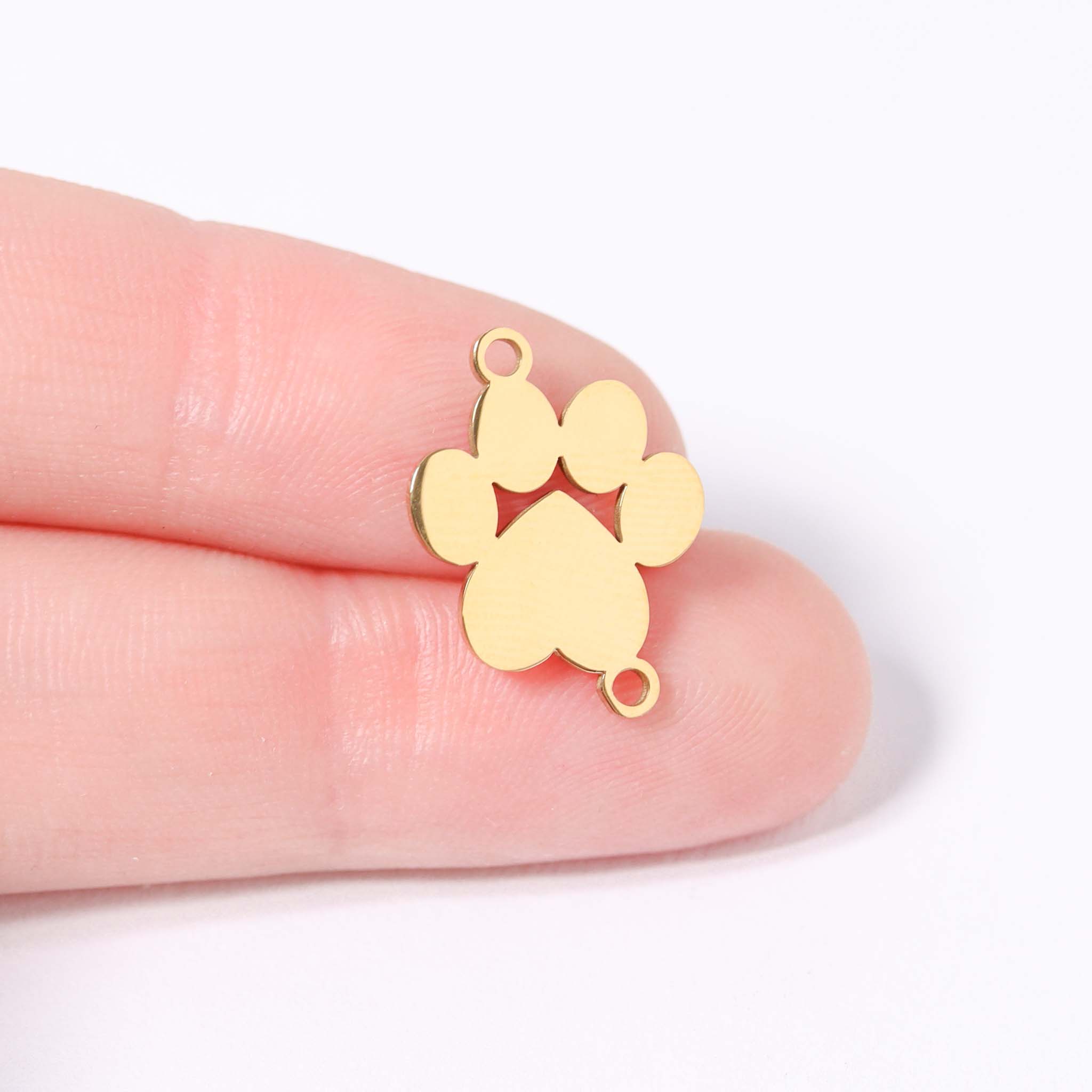 Paw Print Charm – 18K Gold Stainless Steel Engraved Pet Owner Gift