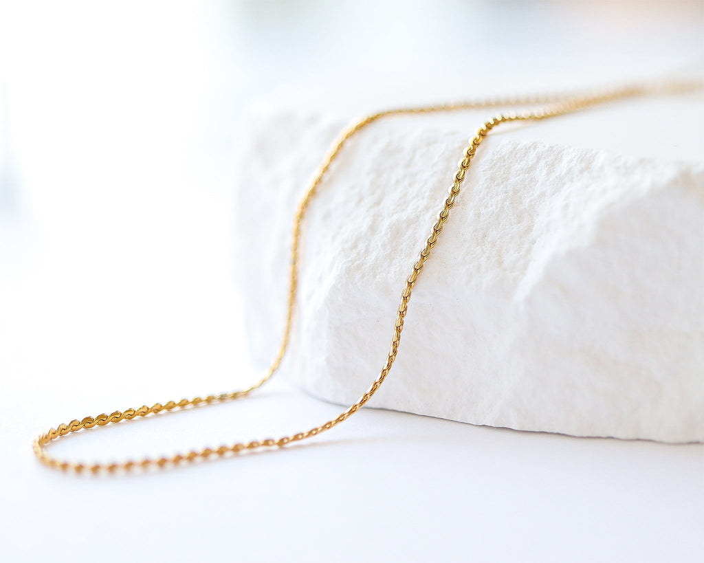 18K Gold PVD Stainless Steel Serpentine Chain Necklace / CHN3013