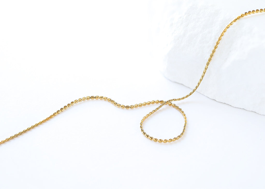 18K Gold PVD Stainless Steel Serpentine Chain Necklace / CHN3013