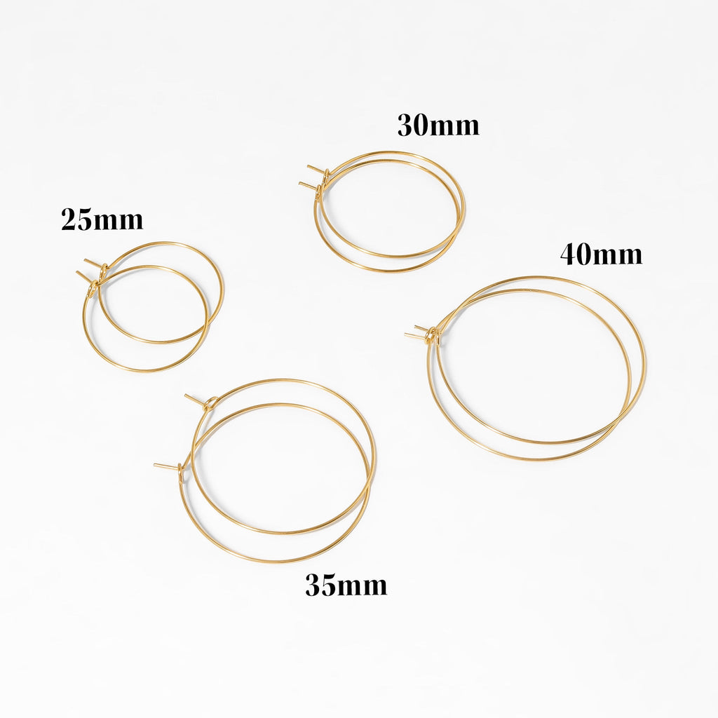 Gold Hoop Earrings – Lightweight 18K Gold Wire Hoops | Hypoallergenic Stainless Steel