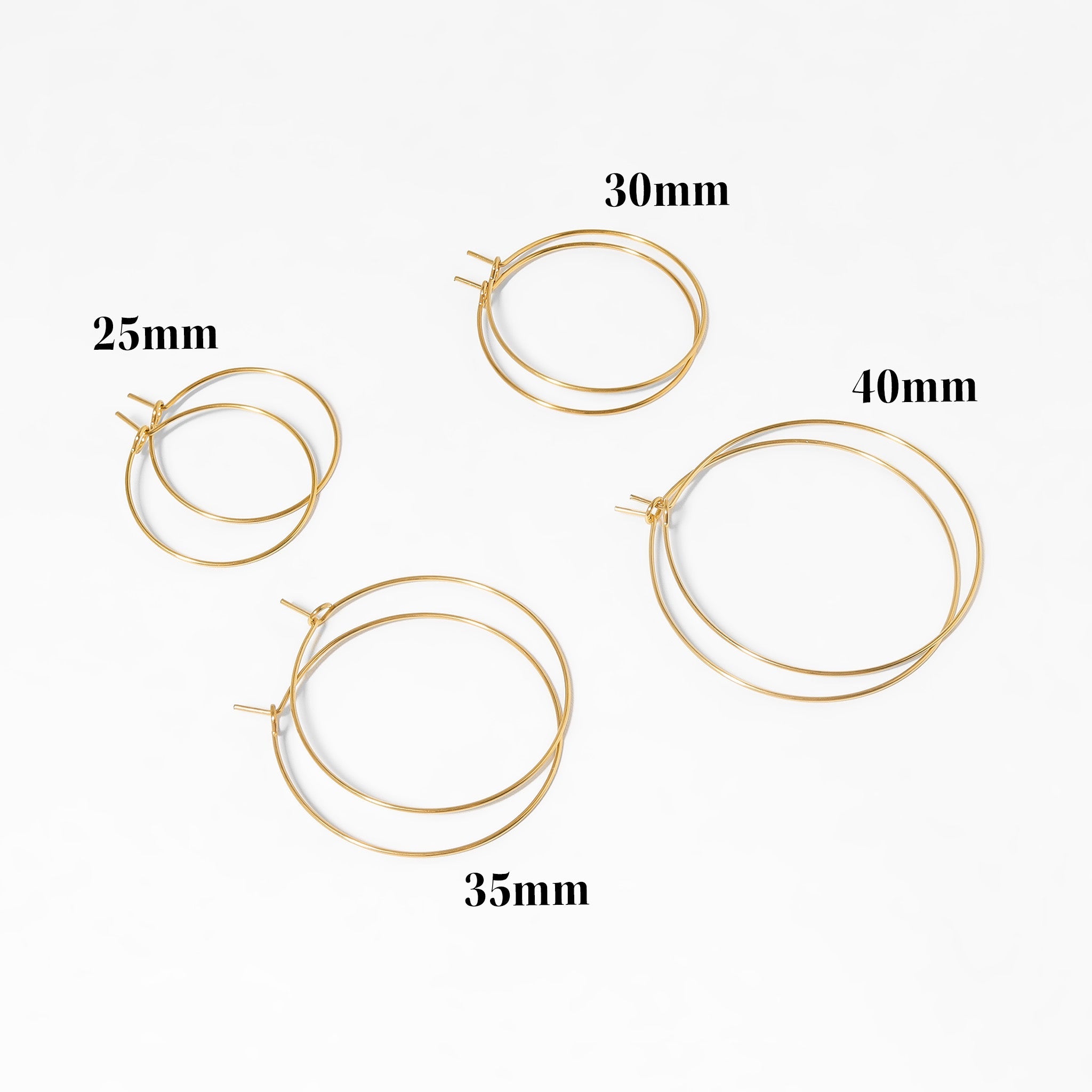 Gold Hoop Earrings – Lightweight 18K Gold Wire Hoops | Hypoallergenic Stainless Steel