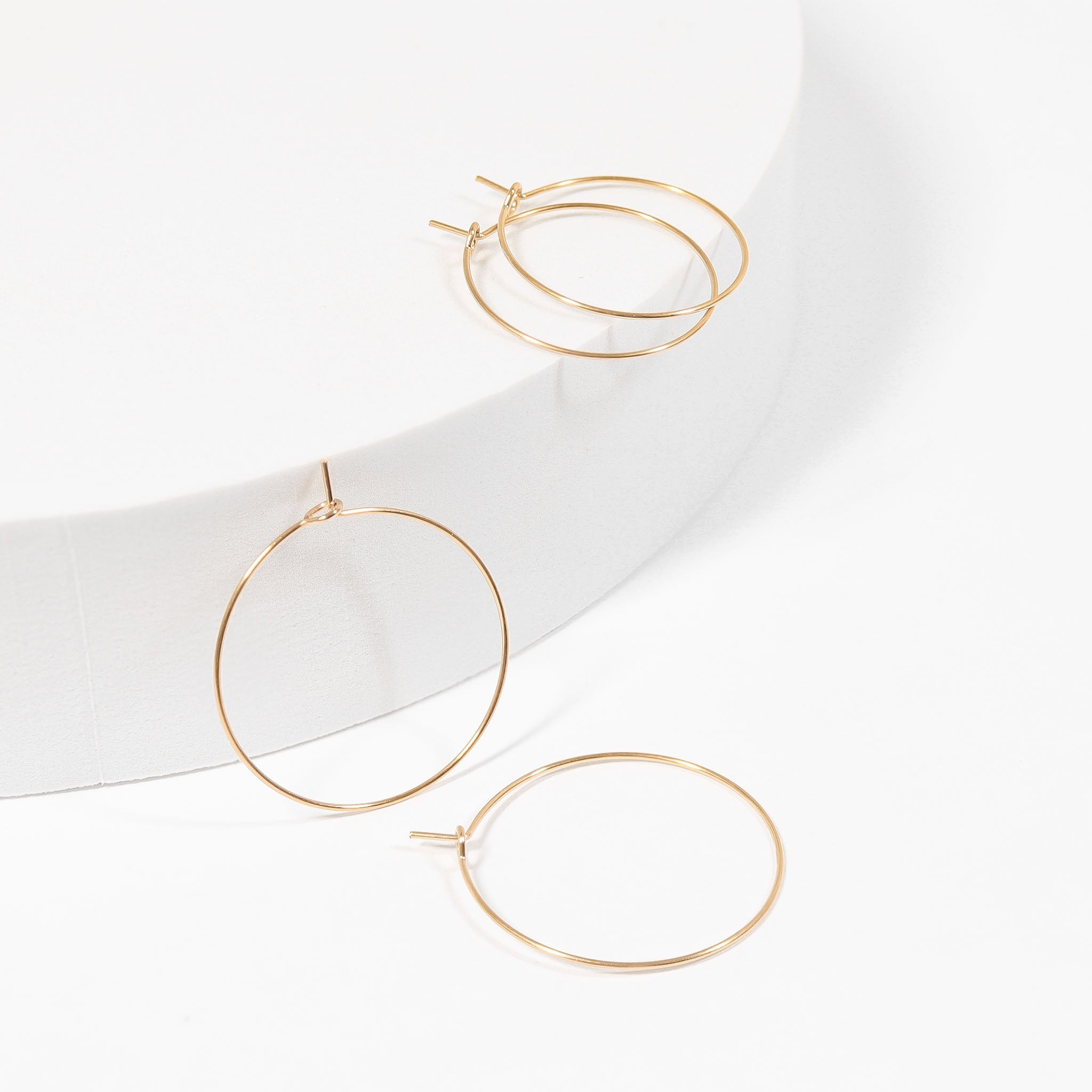 Gold Hoop Earrings – Lightweight 18K Gold Wire Hoops | Hypoallergenic Stainless Steel