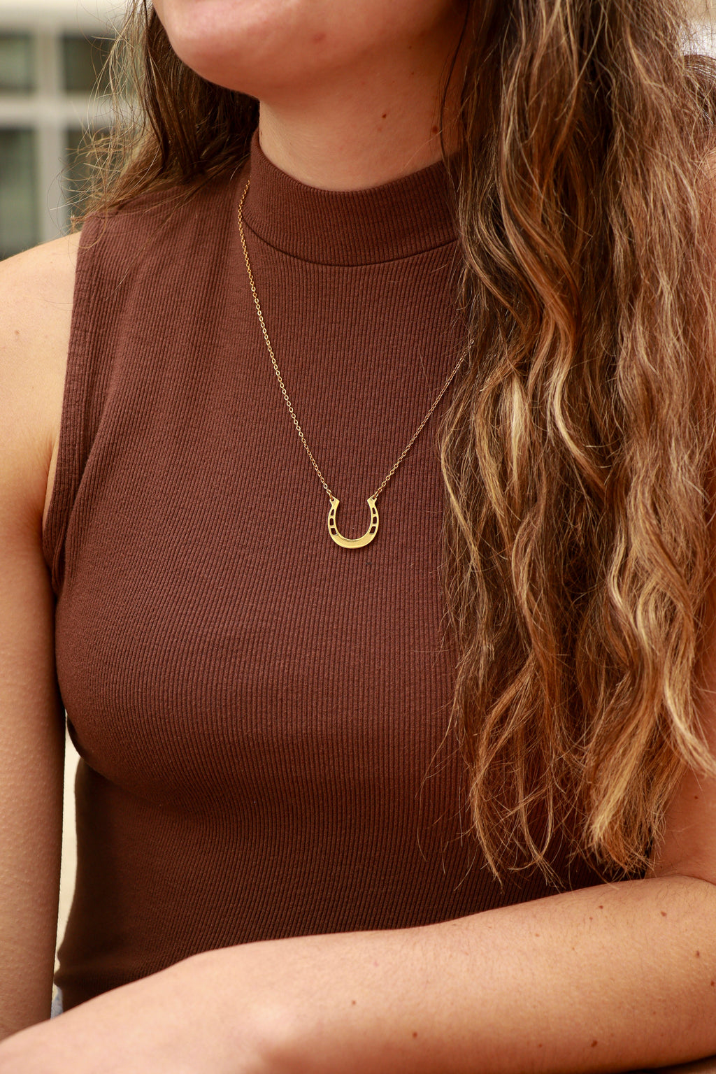 Engraved Horseshoe Necklace - 18" Stainless Steel Pendant With 2" Extender