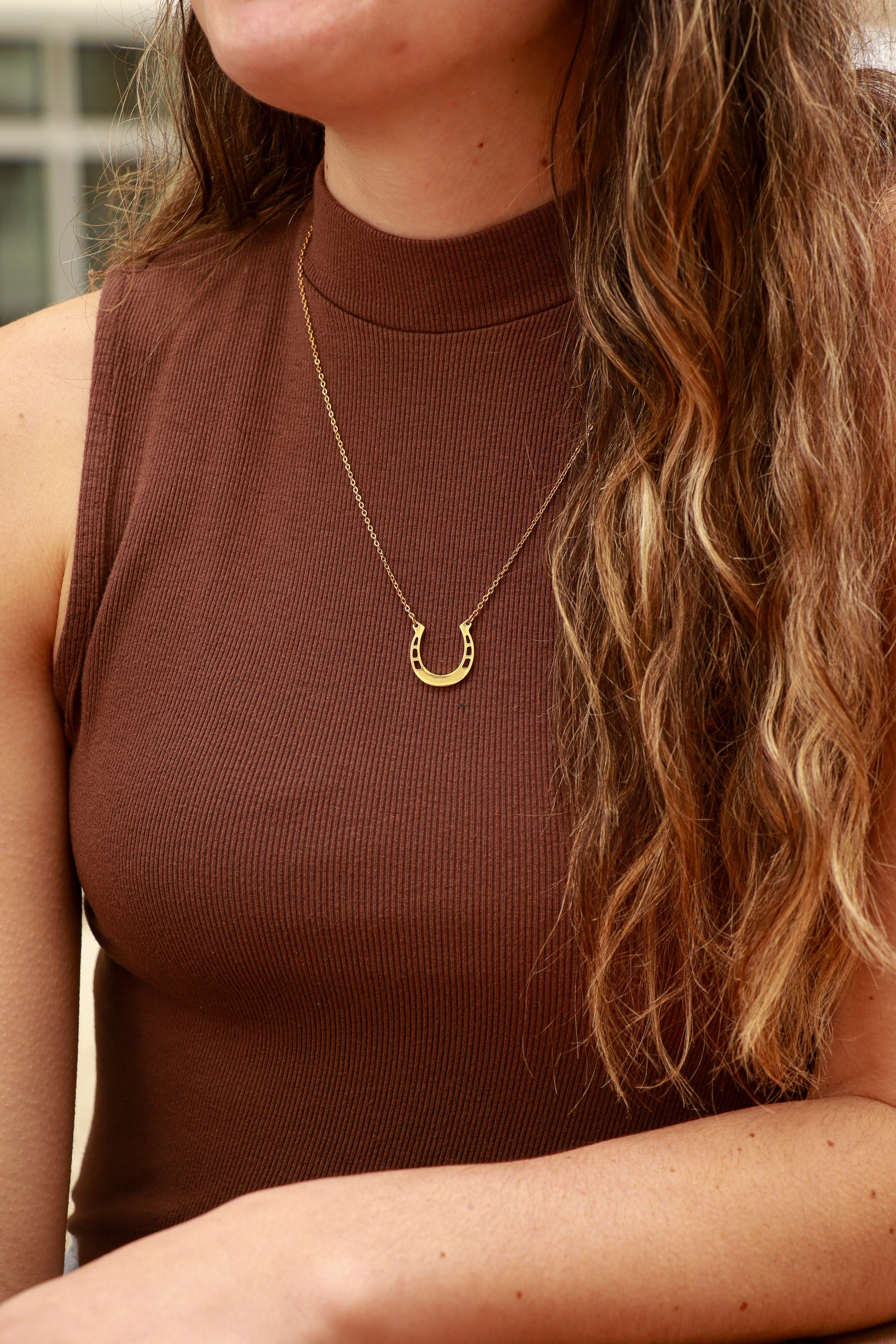 Engraved Horseshoe Necklace - 18" Stainless Steel Pendant With 2" Extender