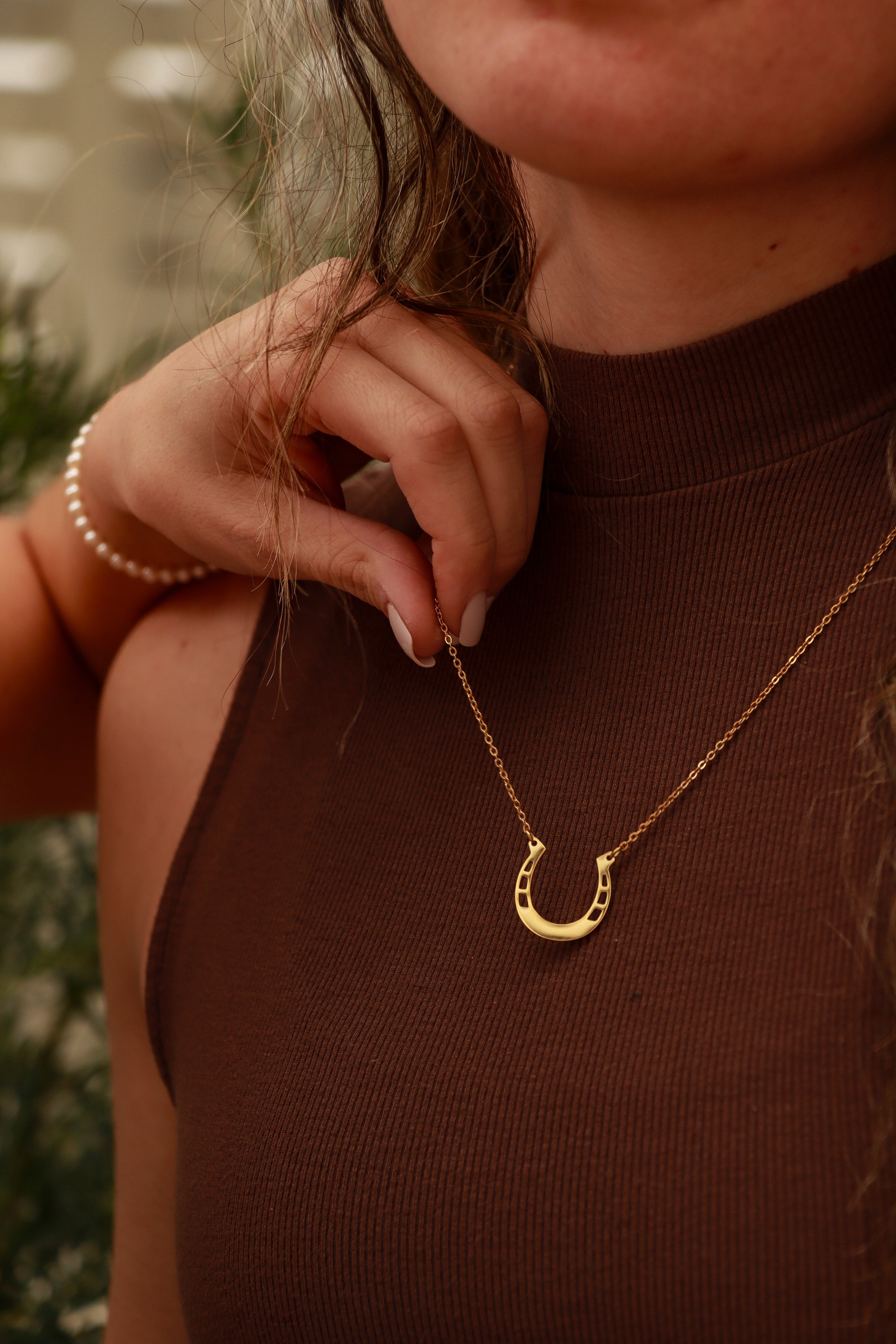 Engraved Horseshoe Necklace - 18" Stainless Steel Pendant With 2" Extender