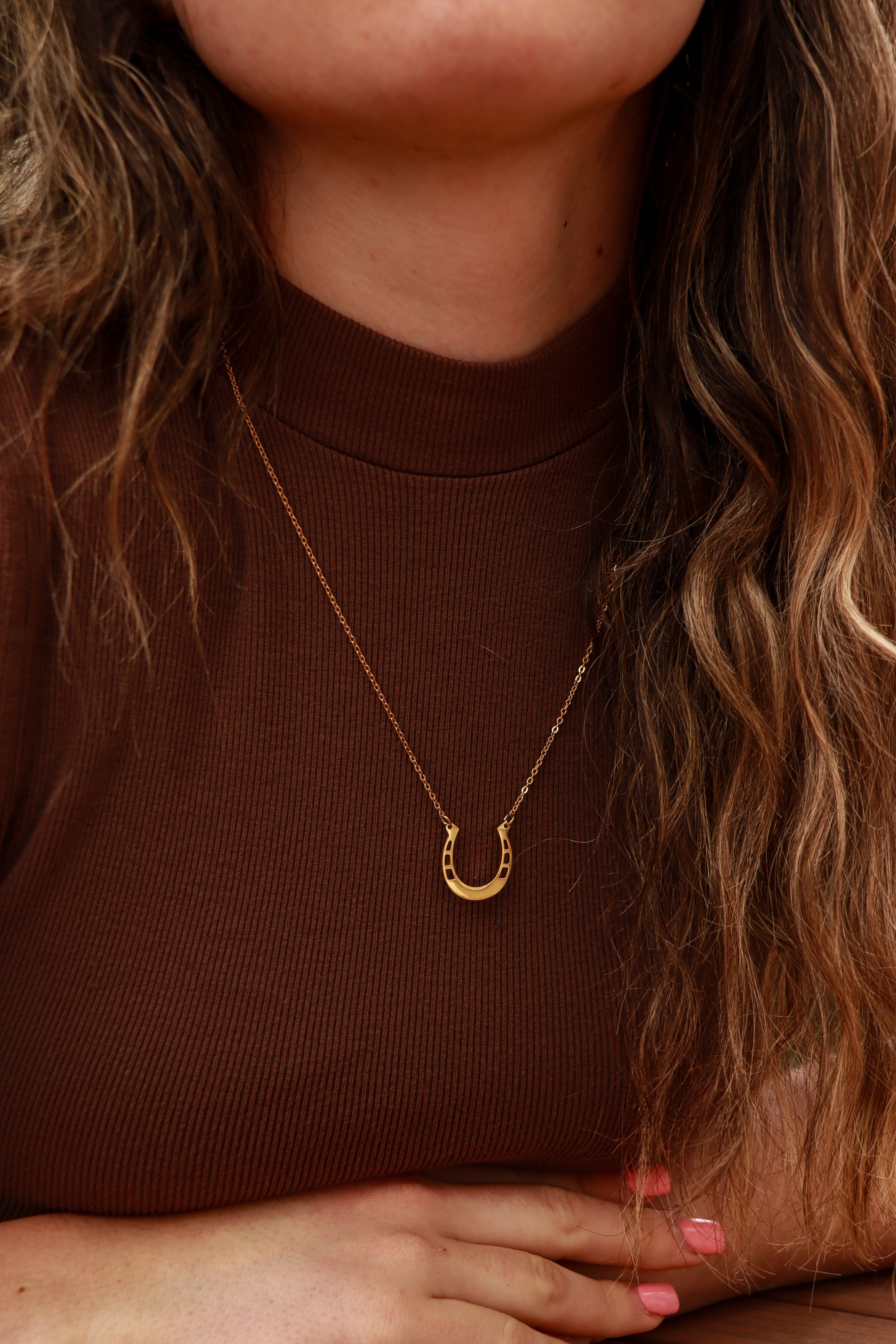 Engraved Horseshoe Necklace - 18" Stainless Steel Pendant With 2" Extender