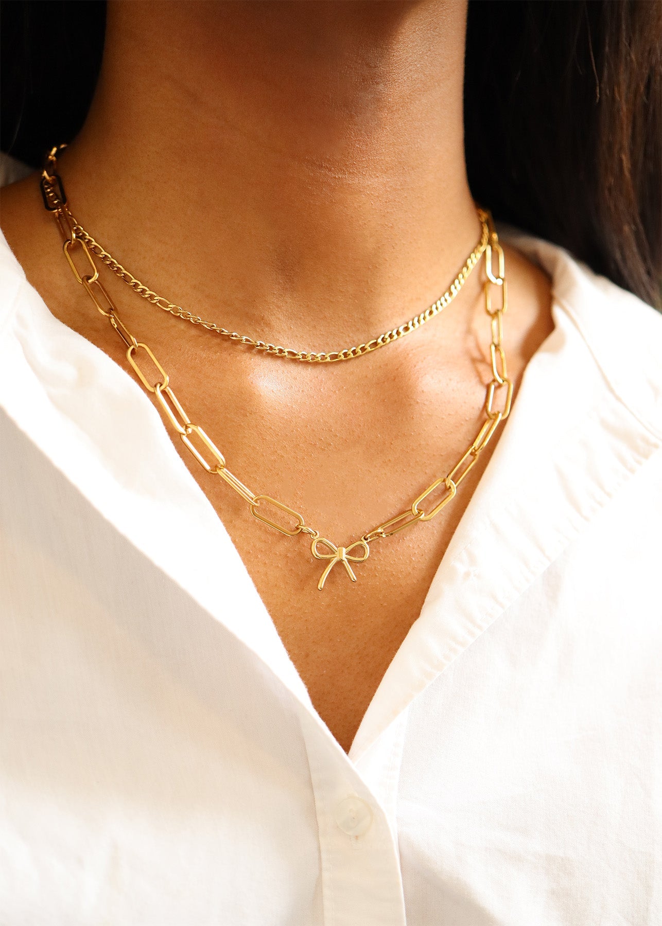 Figaro Chain Necklace – 18K Gold Jewelry | Tarnish Resistant, Waterproof Design