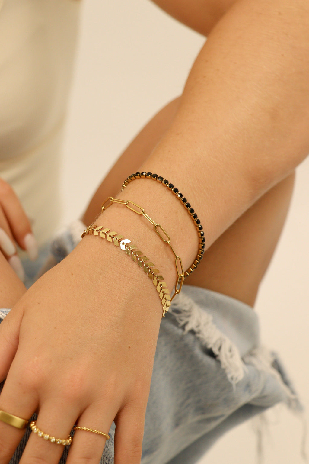 Gold Layered Bracelet Set – 25 Pc 18K Gold PVD Stainless Steel Bracelets for Women