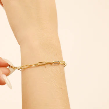 18K Gold PVD Stainless Steel Paperclip Chain Bracelet