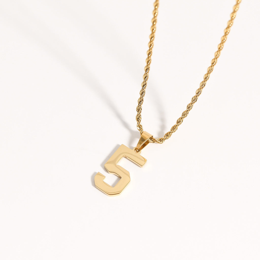 18K Gold Number Pendant – Stylish Athlete Accessory | Scratch Resistant Stainless Steel