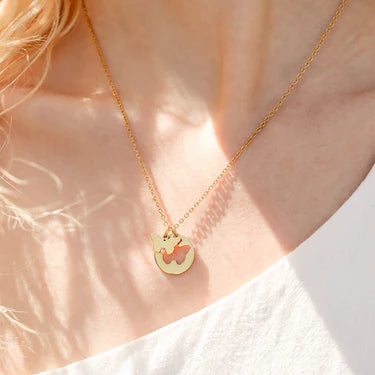 18K Gold PVD Stainless Steel Butterfly Cutout Necklace