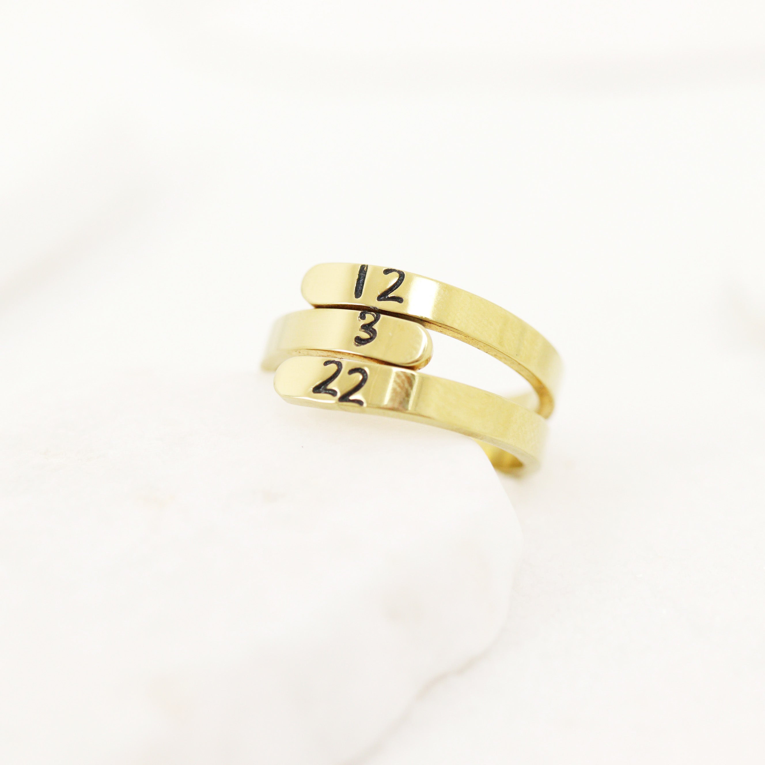Stainless Steel Blank Engravable 3 Name Wrap Ring Lifestyle Engraved