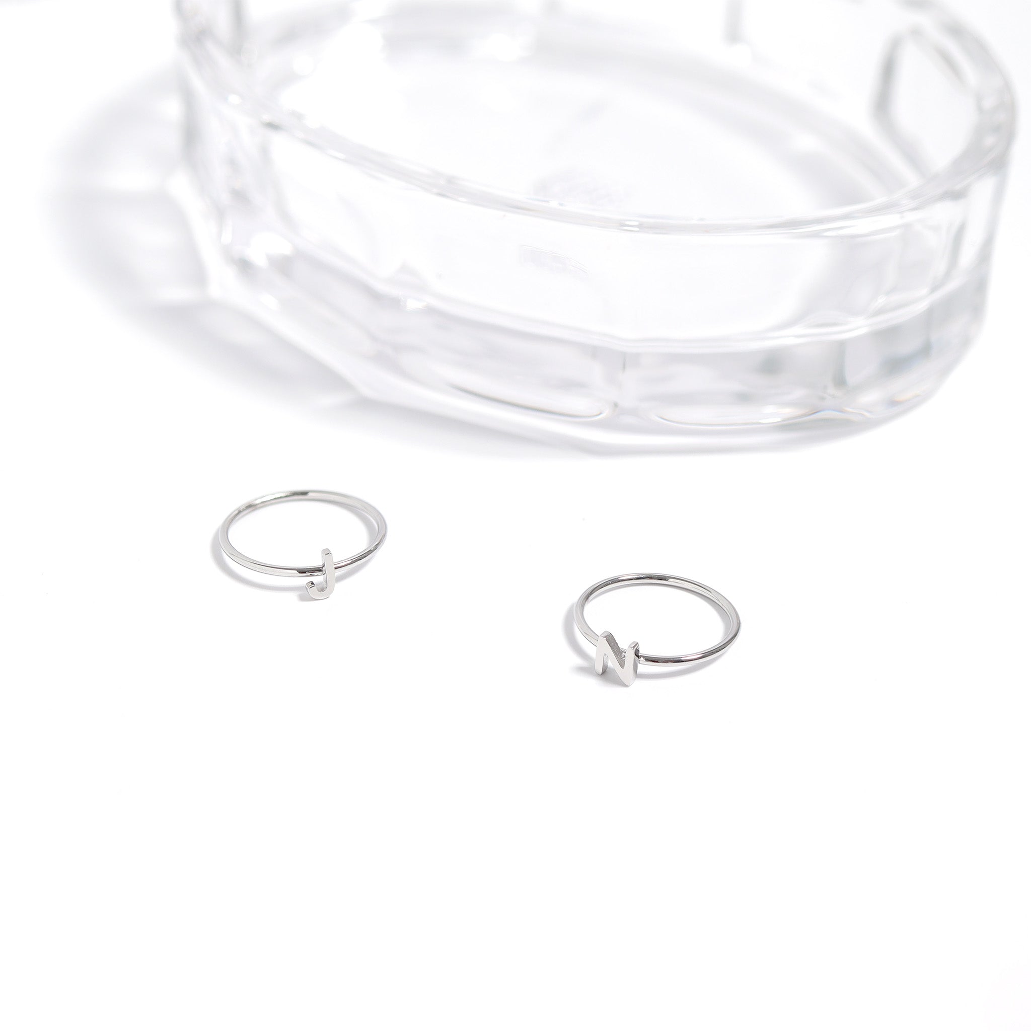 Stainless Steel Stacking Rings – Custom Initial A-M | Durable 316L Hypoallergenic Jewelry