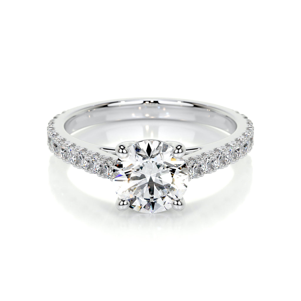 Lab Grown Diamond Ring – 14K White Gold Channel Setting With Sparkling Side Stones