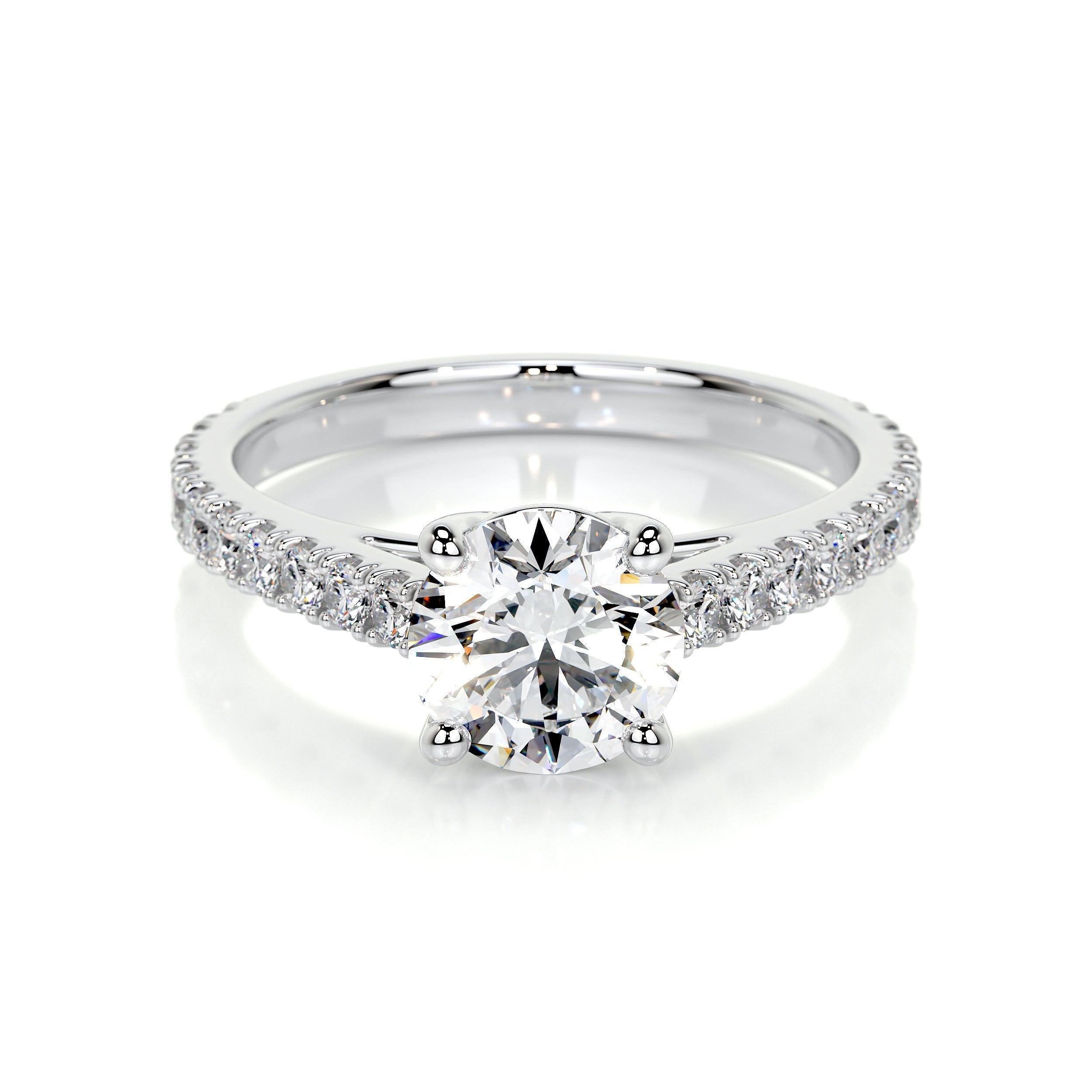 Lab Grown Diamond Ring – 14K White Gold Channel Setting With Sparkling Side Stones