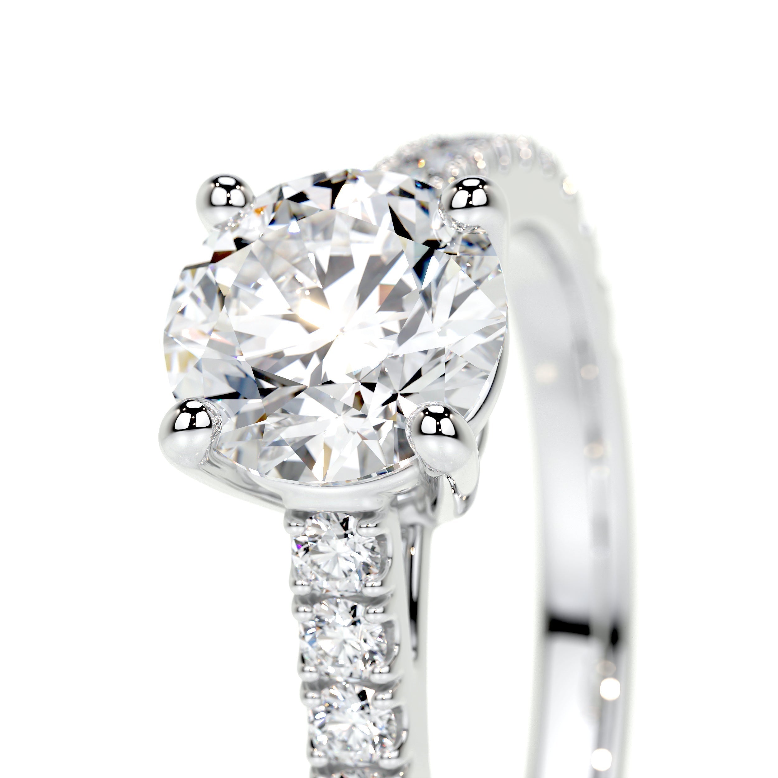 Lab Grown Diamond Ring – 14K White Gold Channel Setting With Sparkling Side Stones