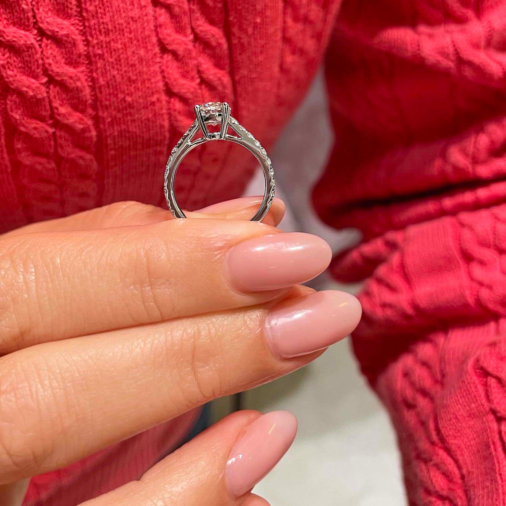 Lab Grown Diamond Ring – 14K White Gold Channel Setting With Sparkling Side Stones