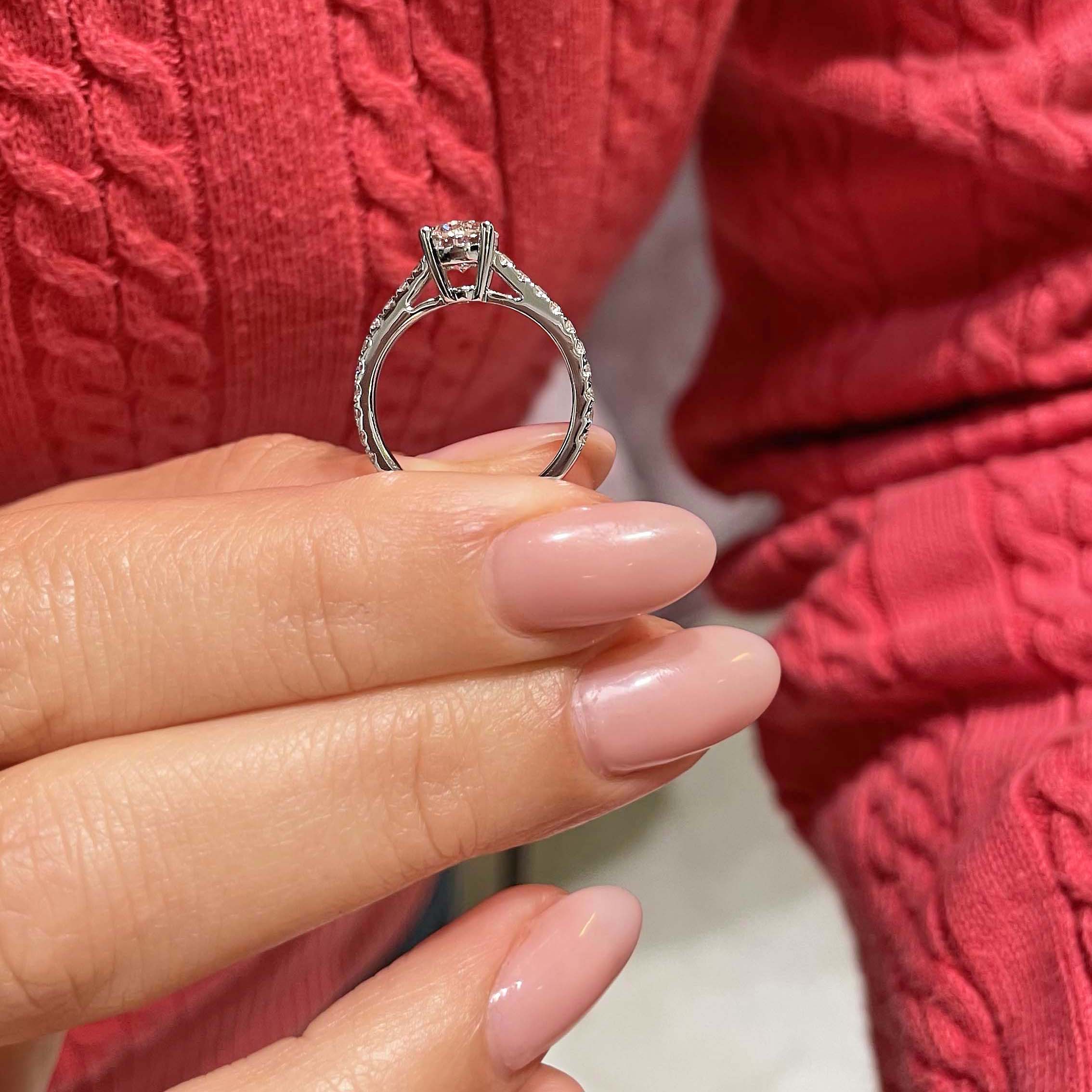 Lab Grown Diamond Ring – 14K White Gold Channel Setting With Sparkling Side Stones