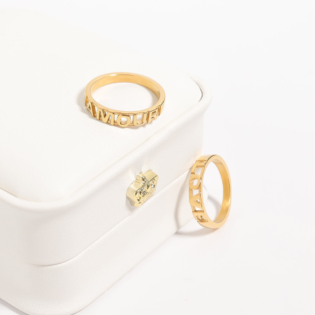 Gold Stacking Ring – 18K PVD Gold Stainless Steel Love Band | Hypoallergenic & Waterproof