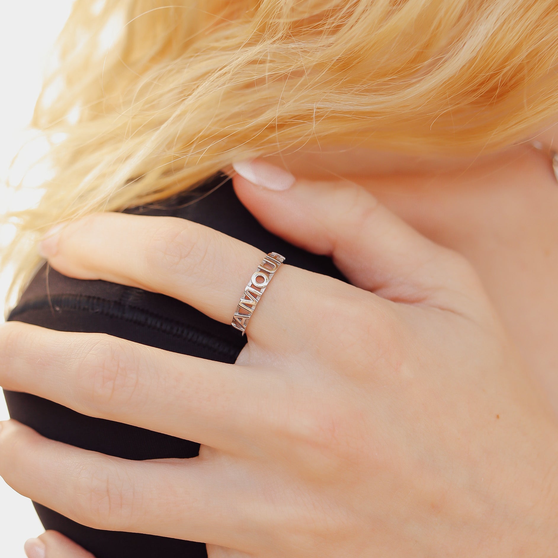 18K Gold Stacking Ring – Hypoallergenic Stainless Steel Love Symbol Jewelry