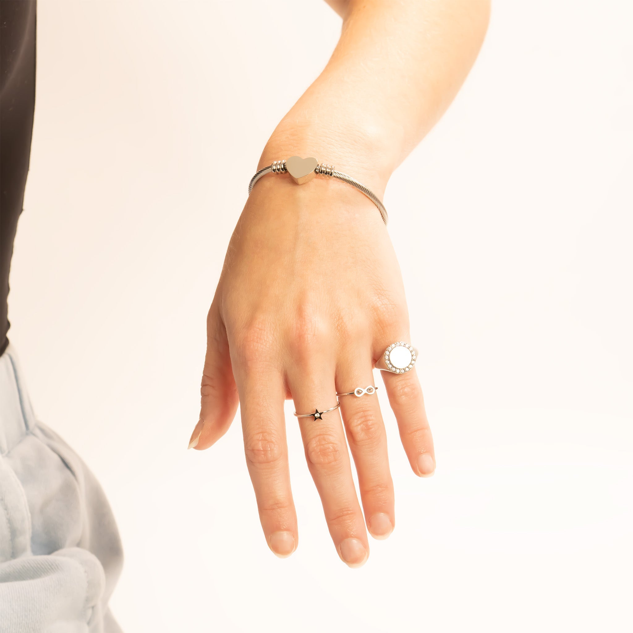 Silver / Signet Ring With Stones / KSS0021 / Engravable 