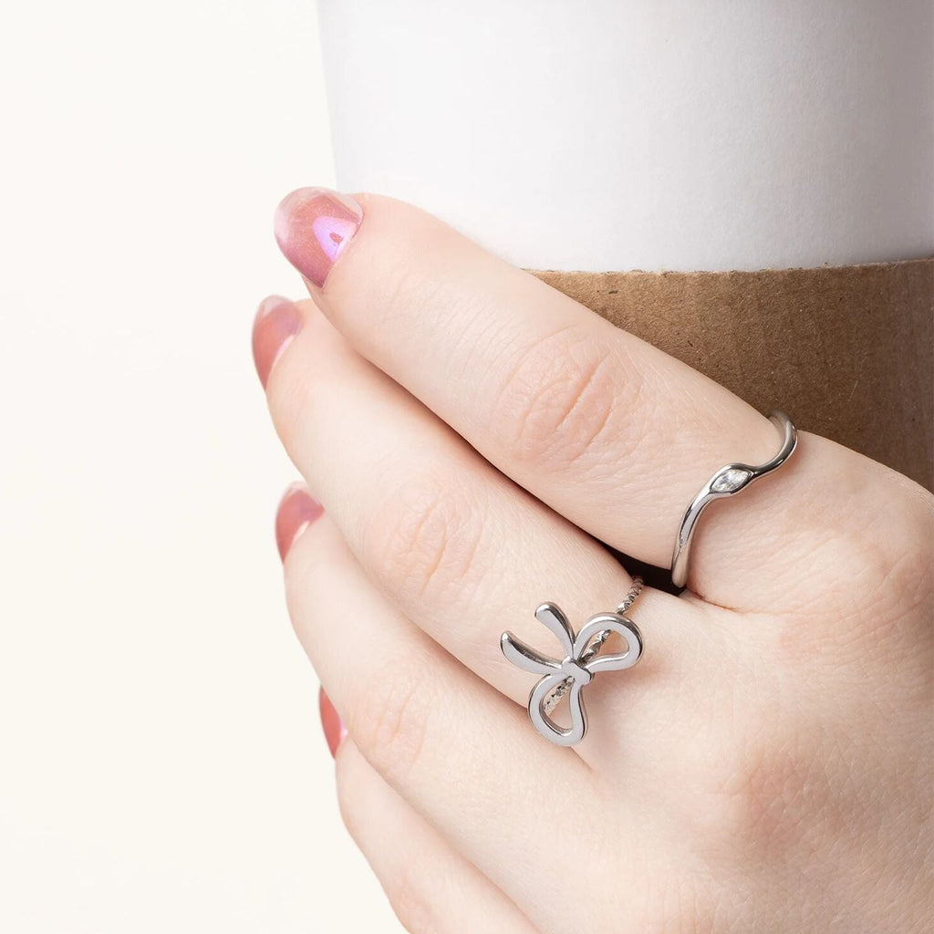 Adjustable Bow Ring – 18K Gold PVD Stainless Steel, Hypoallergenic & Scratch Resistant