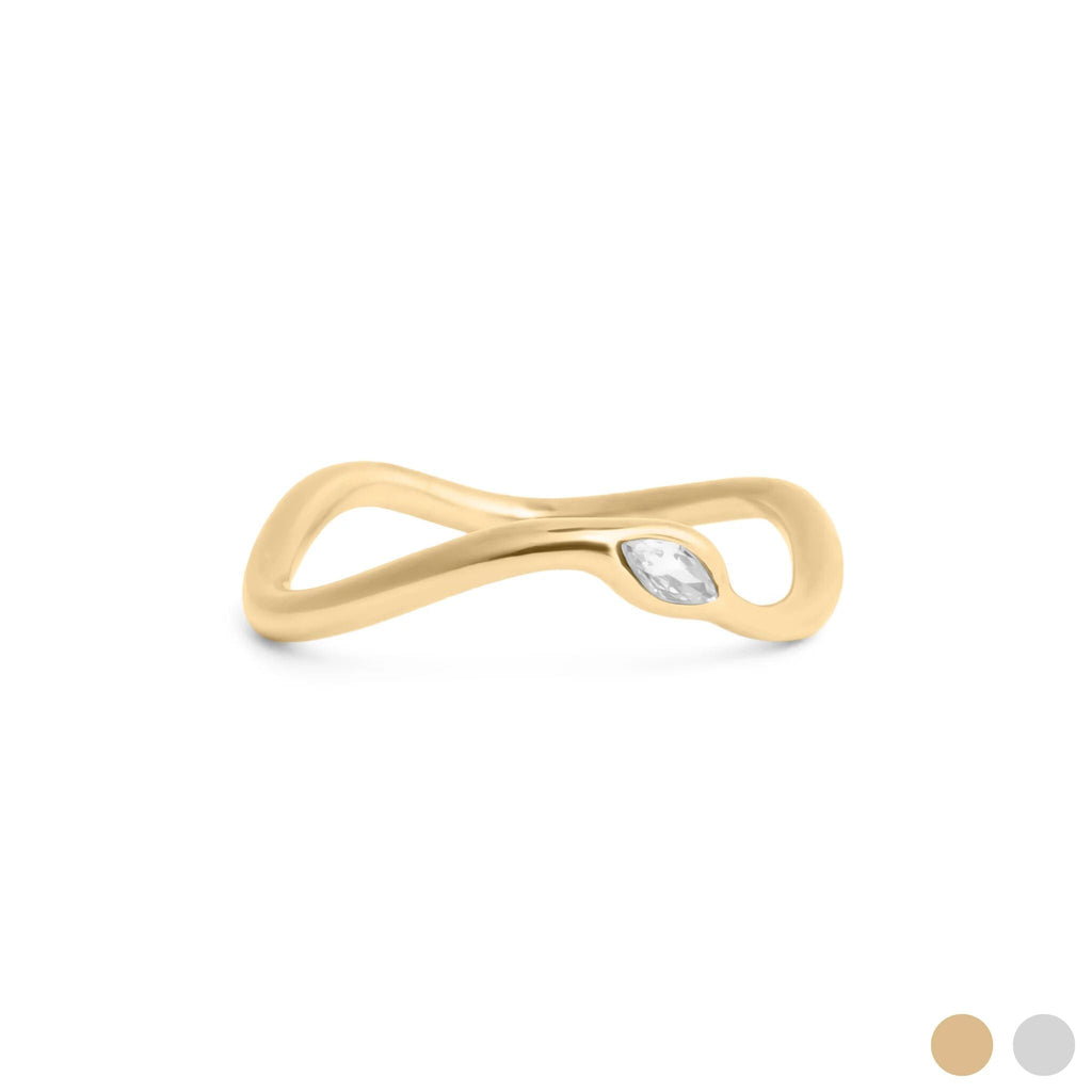 18K Gold Stacking Ring – Abstract Stone Accent | Durable Stainless Steel, Hypoallergenic