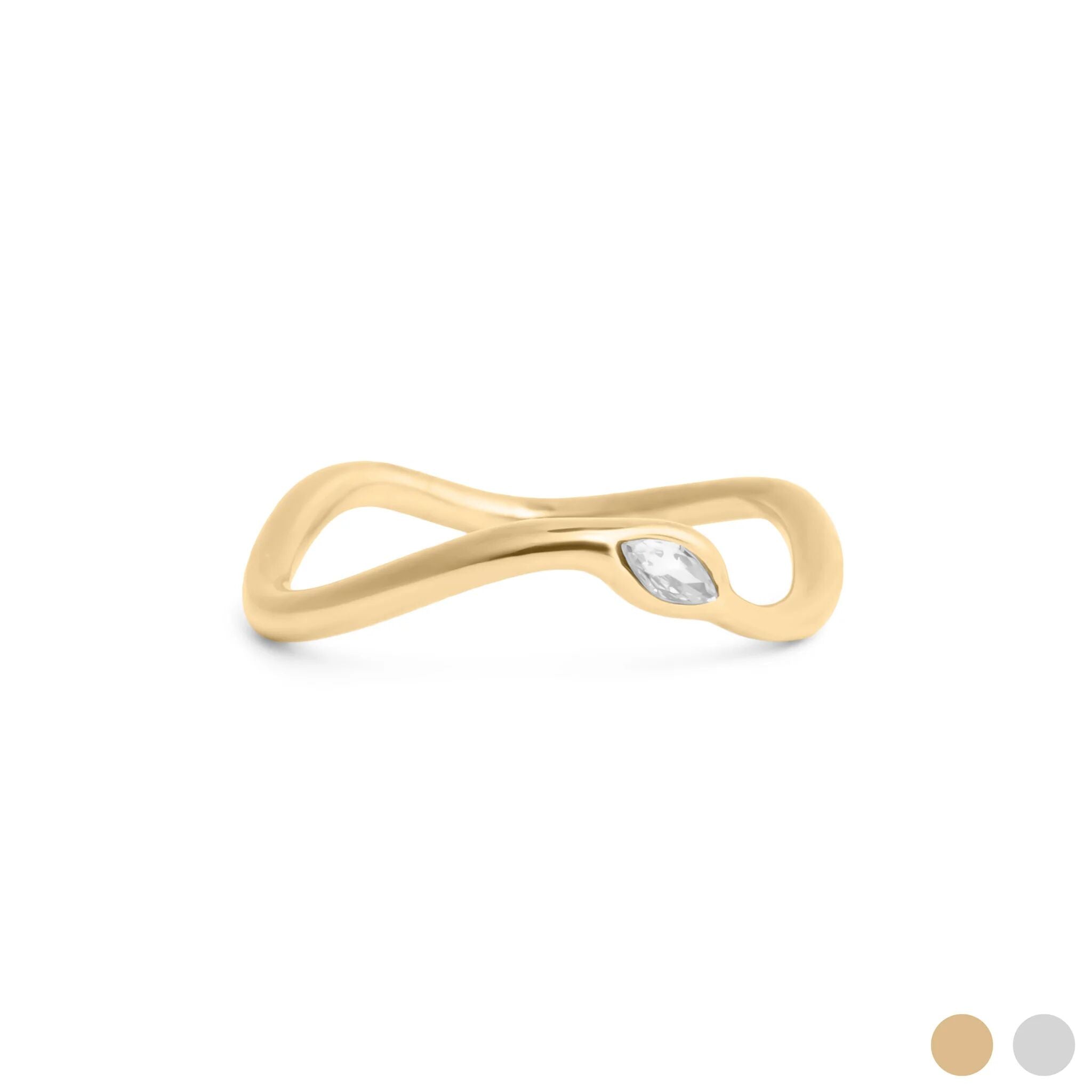 18K Gold Stacking Ring – Abstract Stone Accent | Durable Stainless Steel, Hypoallergenic