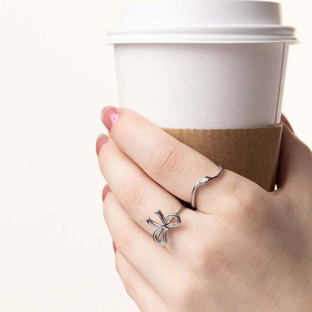 18K Gold Stacking Ring – Abstract Stone Accent | Durable Stainless Steel, Hypoallergenic