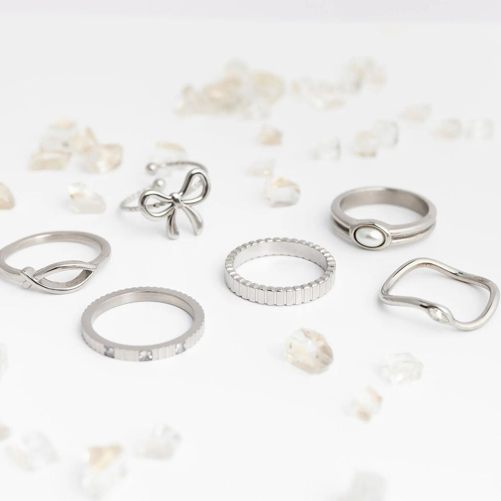 18K Gold Stacking Ring – Abstract Stone Accent | Durable Stainless Steel, Hypoallergenic