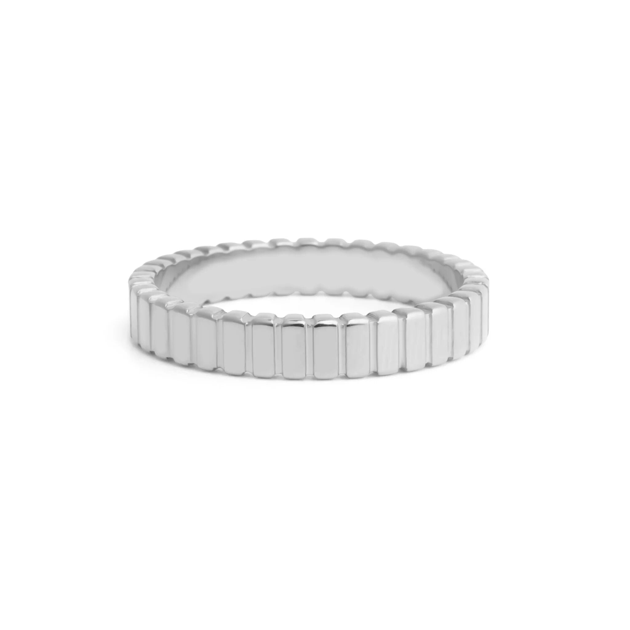 18K Gold Stacking Ring – Fluted Stainless Steel Textured Band, Scratch Resistant