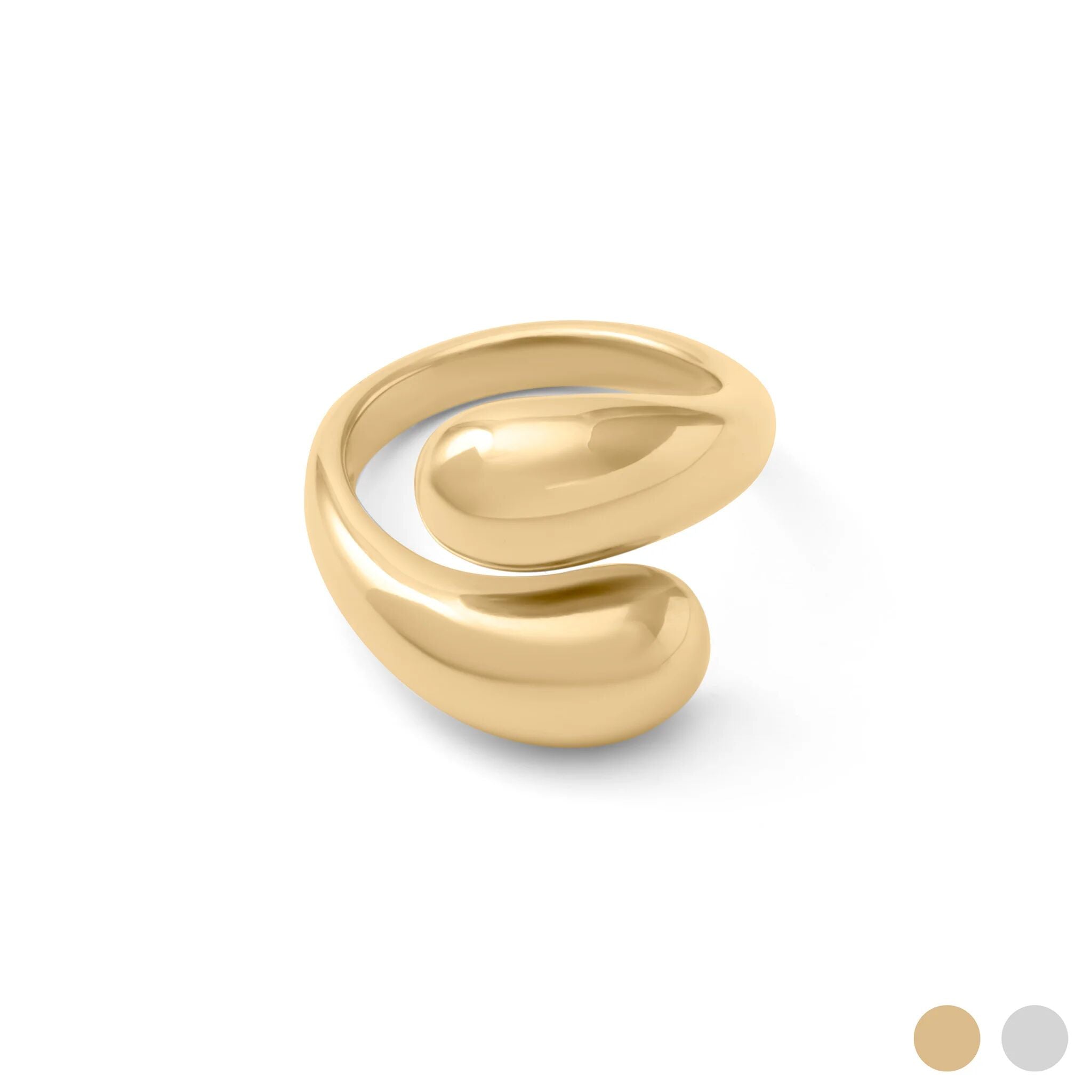 18K Gold Stainless Steel Large Duo Drop Ring - gold main