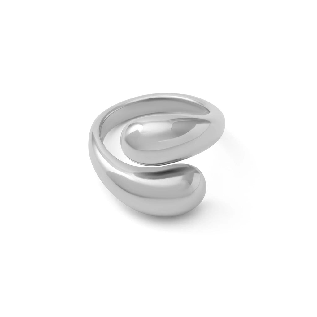 18K Gold Stainless Steel Large Duo Drop Ring - stainless main
