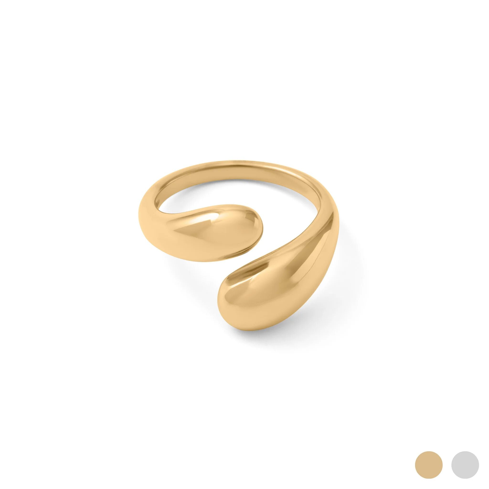 18K Gold Stainless Steel Duo Drop Ring- gold main