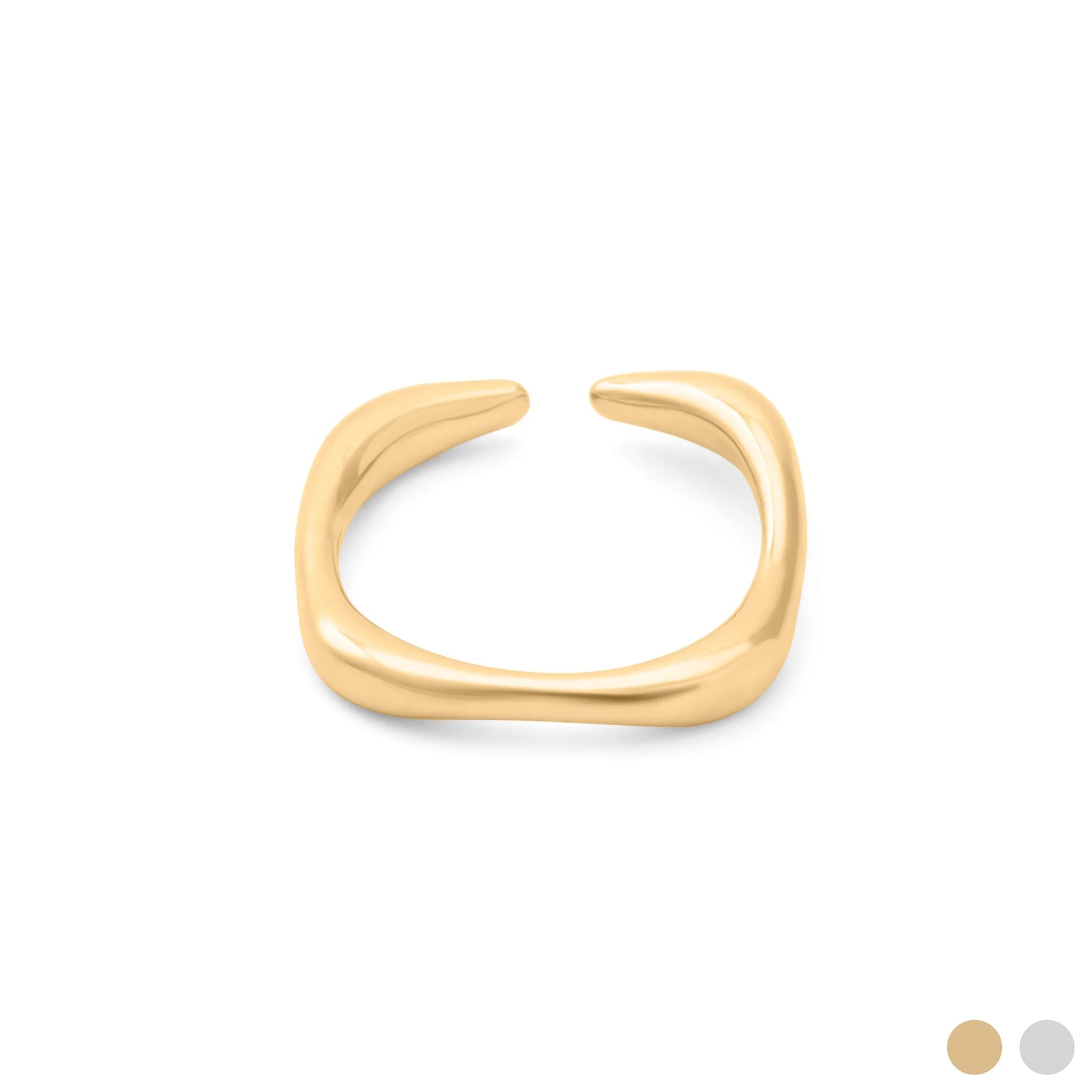 18K Gold PVD Stainless Steel Adjustable Simple Ring- gold main