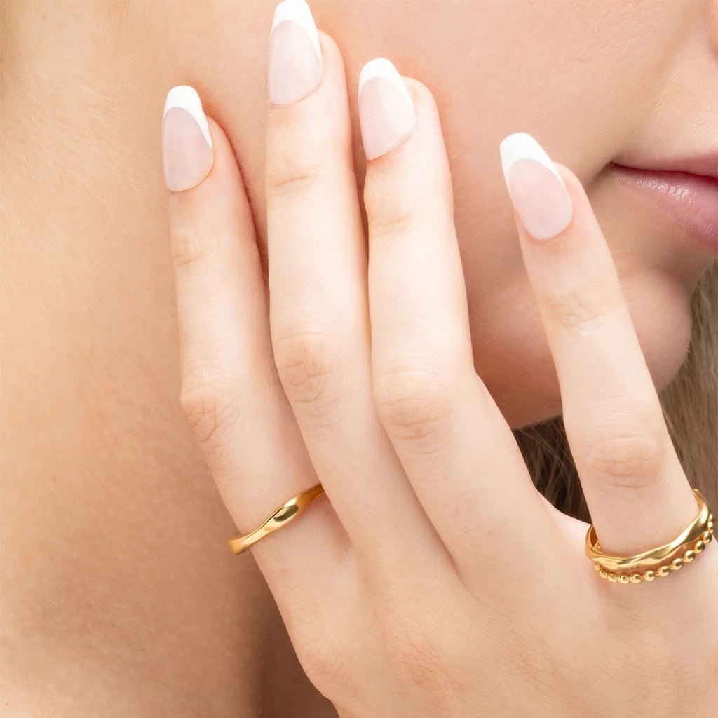 18K Gold PVD Stainless Steel Adjustable Simple Ring- gold model