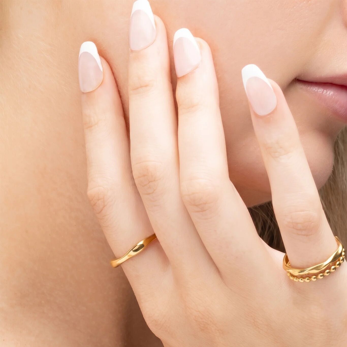 18K Gold PVD Stainless Steel Adjustable Simple Ring- gold model