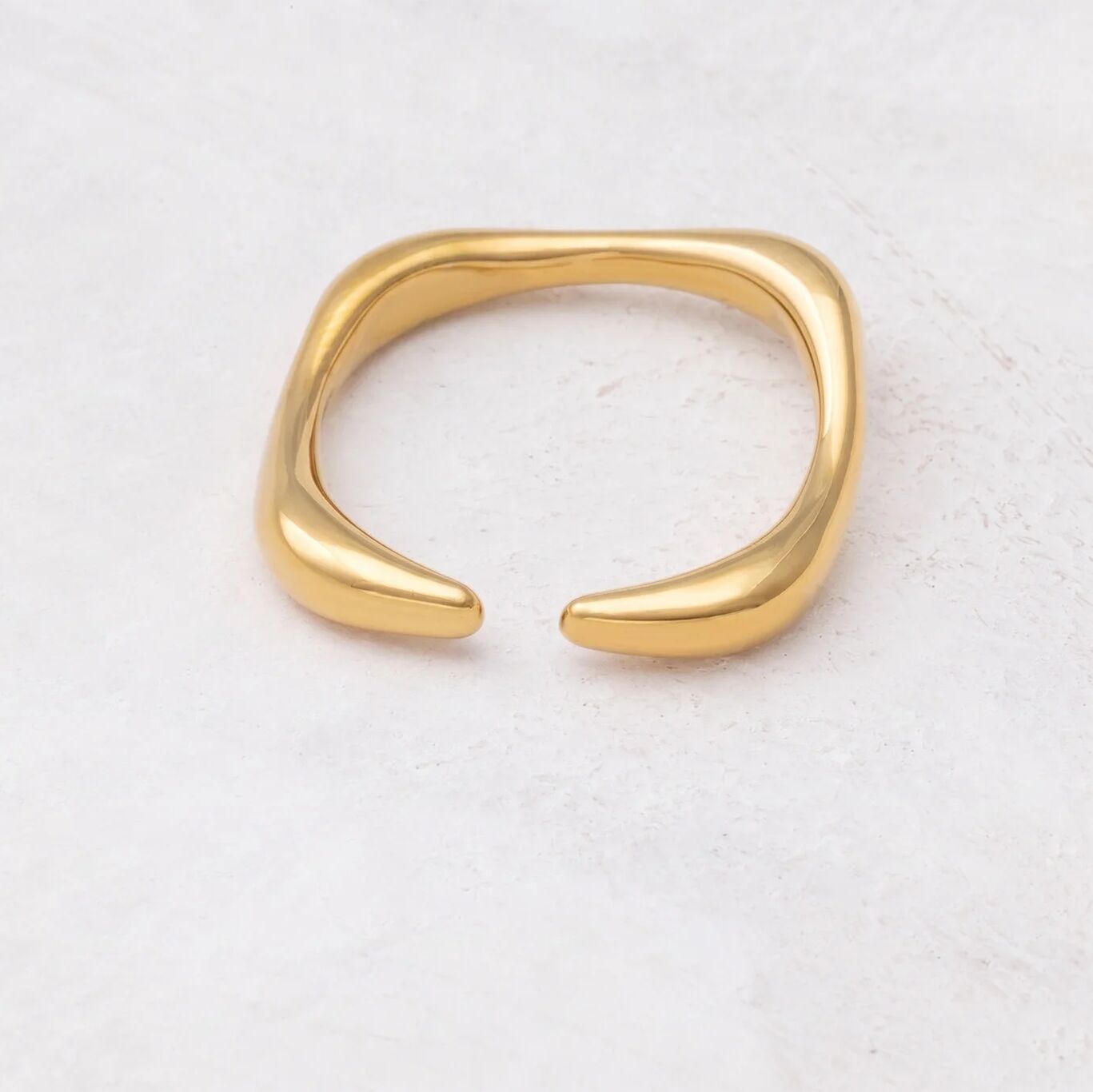 18K Gold PVD Stainless Steel Adjustable Simple Ring- gold studio
