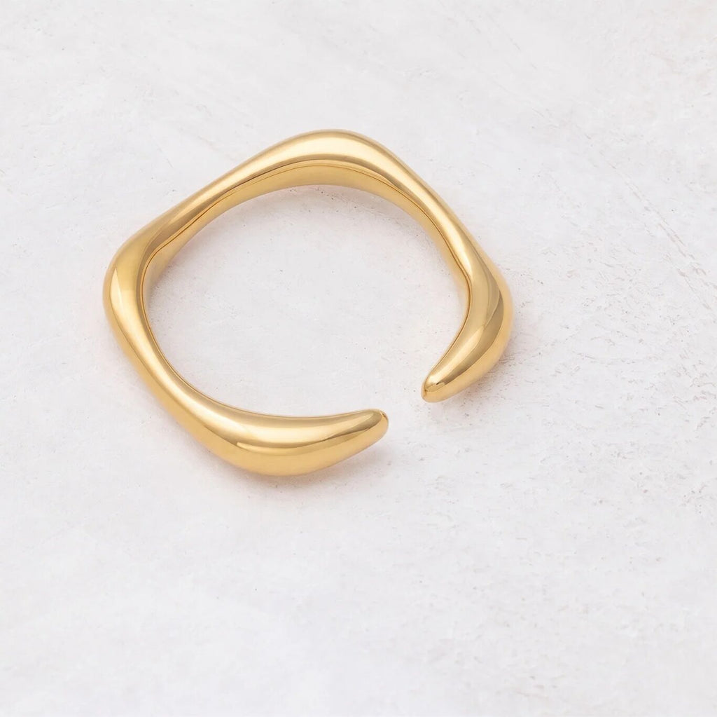 18K Gold PVD Stainless Steel Adjustable Simple Ring- gold studio