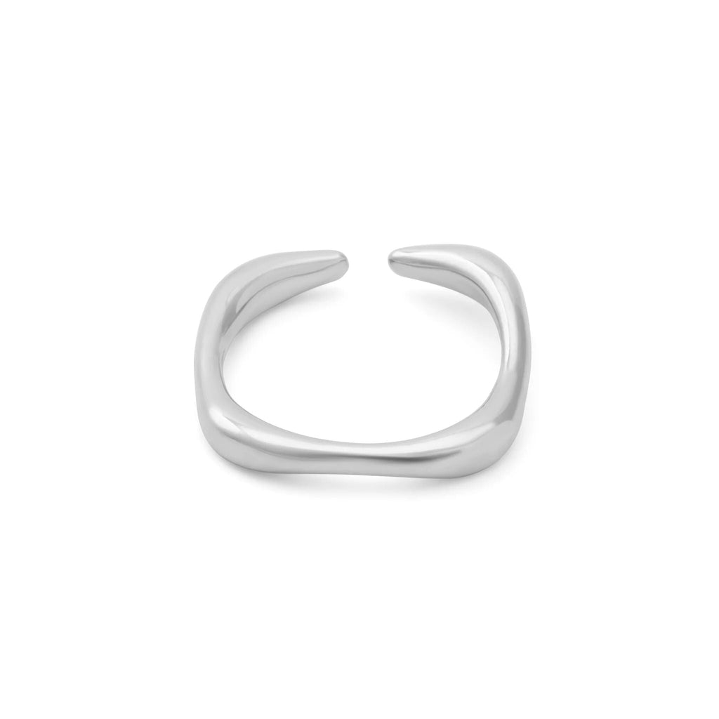18K Gold PVD Stainless Steel Adjustable Simple Ring- silver main