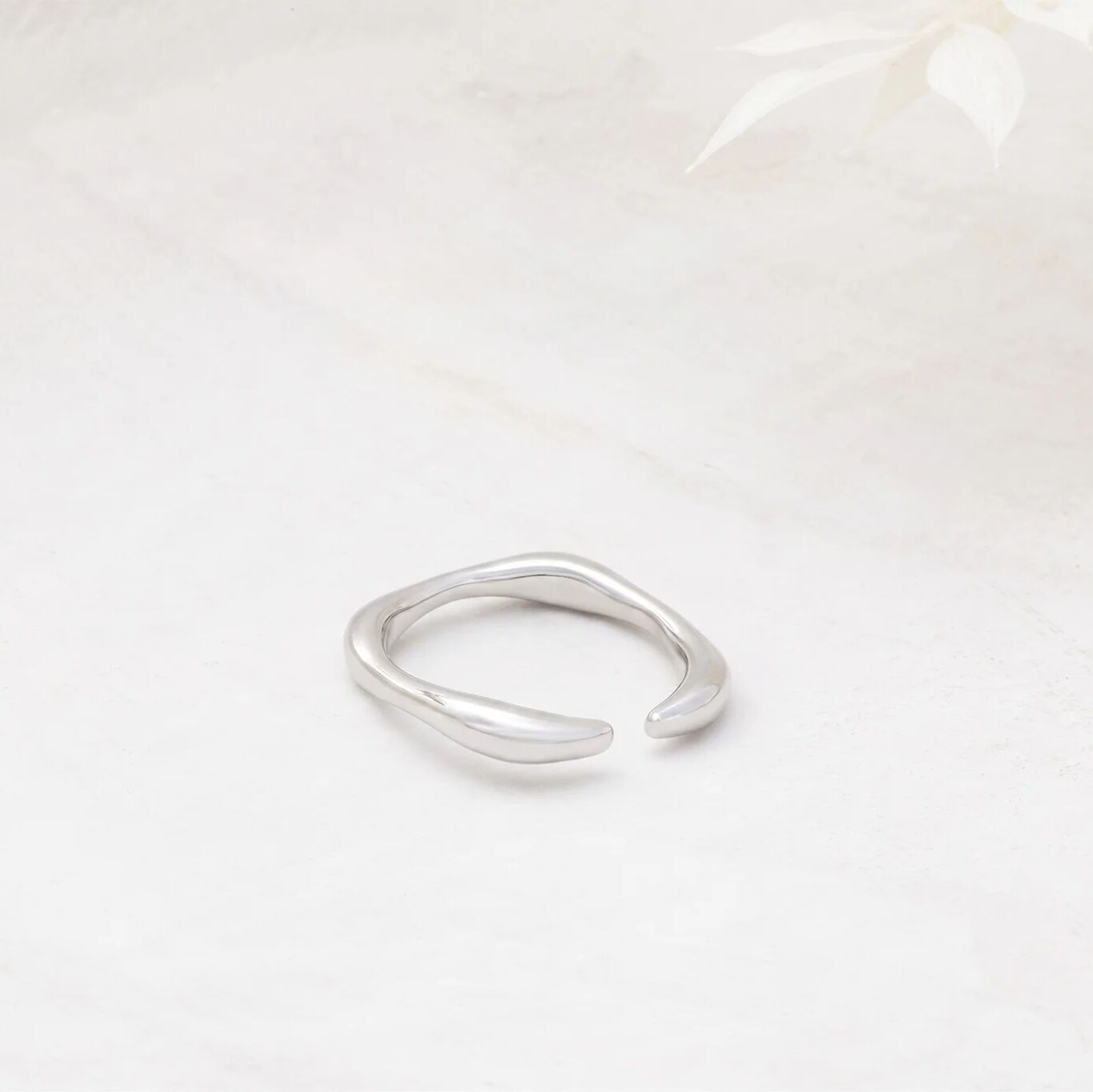 18K Gold PVD Stainless Steel Adjustable Simple Ring- silver studio