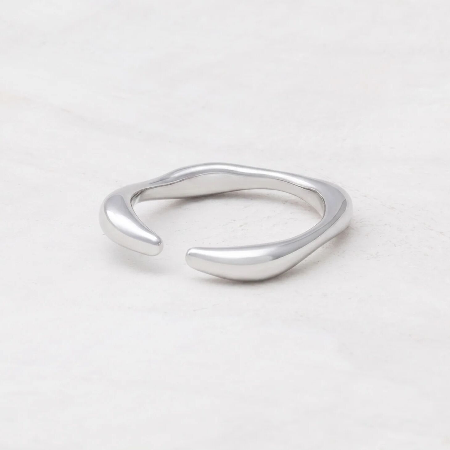 18K Gold PVD Stainless Steel Adjustable Simple Ring- silver studio