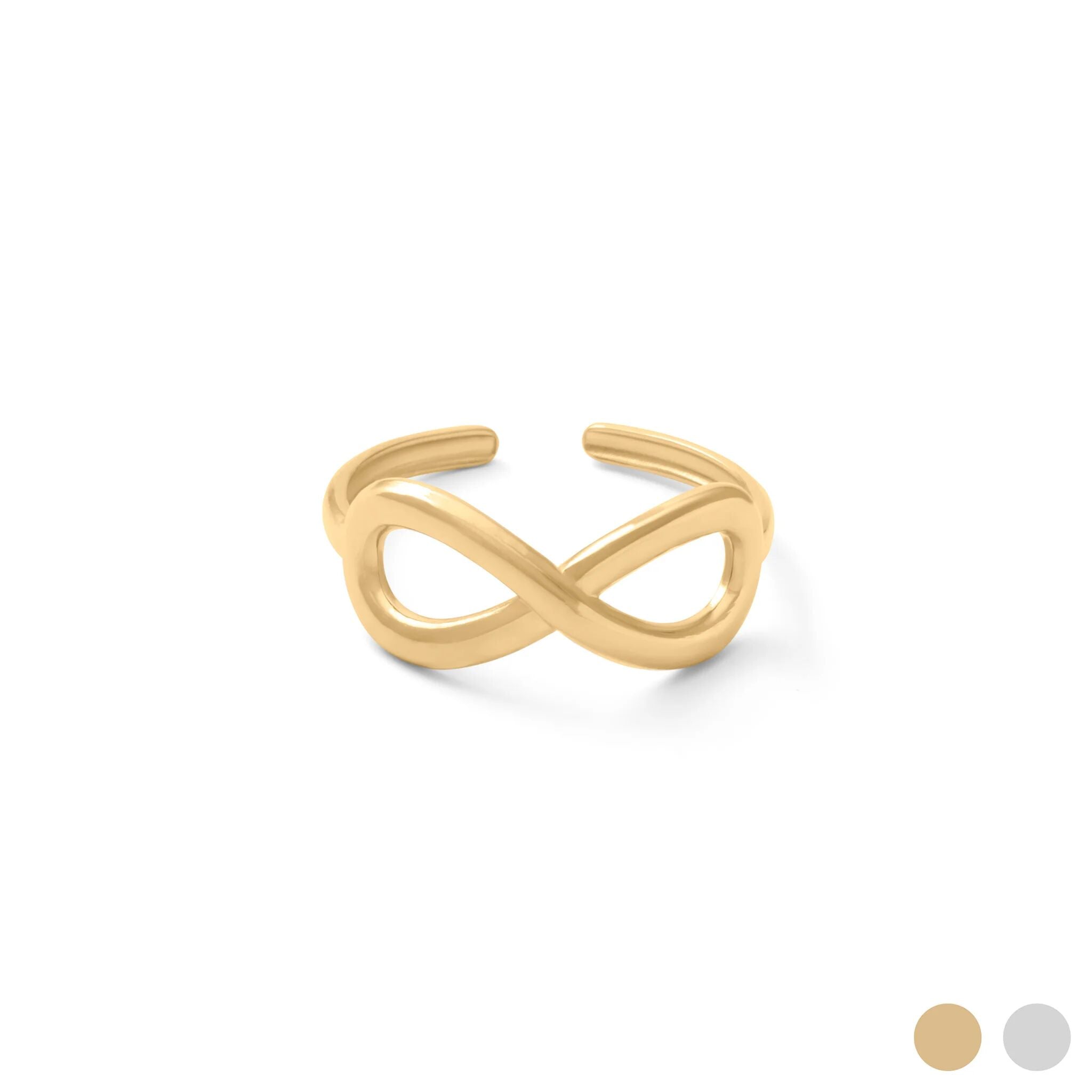 18K Gold PVD Stainless Steel Infinity Symbol Adjustable Ring- gold main
