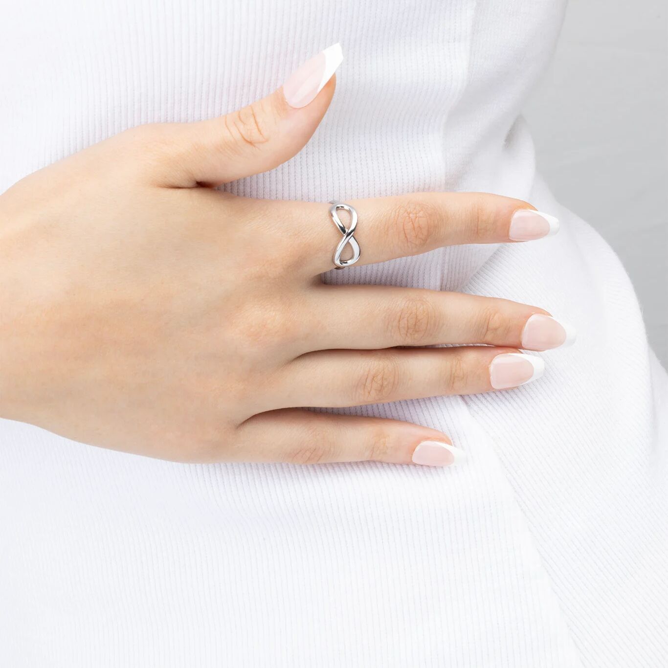 18K Gold PVD Stainless Steel Infinity Symbol Adjustable Ring- silver model